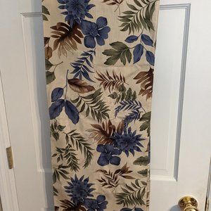 Noble Excellence 70"x14" Blue Floral Table Runner Kitchen Linen Beaded Ends NWOT